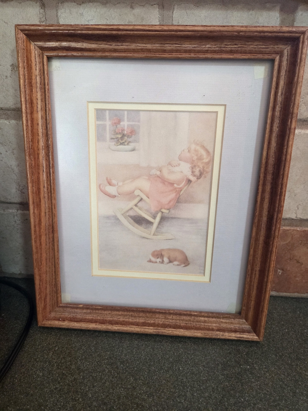 Vintage Bessie Pease Gutmann "The Lullaby" Framed Art Print Nursery Decor
